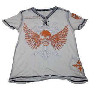 Mens Surplus Brand Shirt‎ Sz XL, Thin Lightweight Breathable Skull Wings Cross